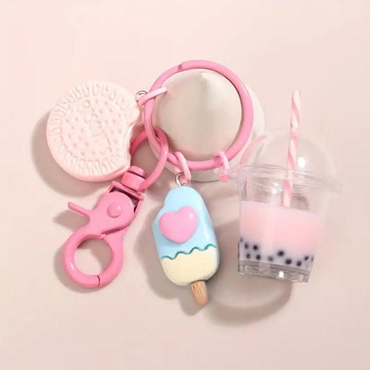 Ice Cream & Boba Tea Keychain