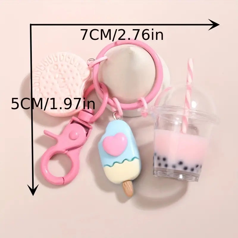 Ice Cream & Boba Tea Keychain